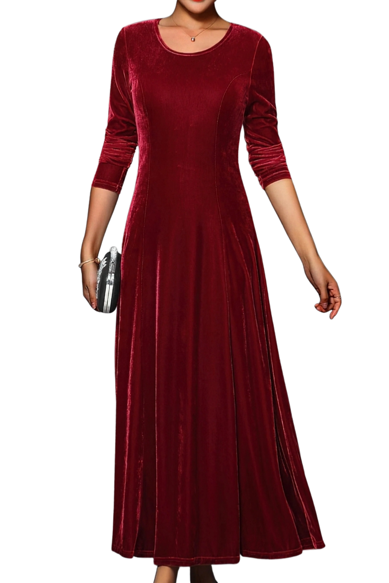 Women’s Long Sleeve A-Line Dress | Midi Length