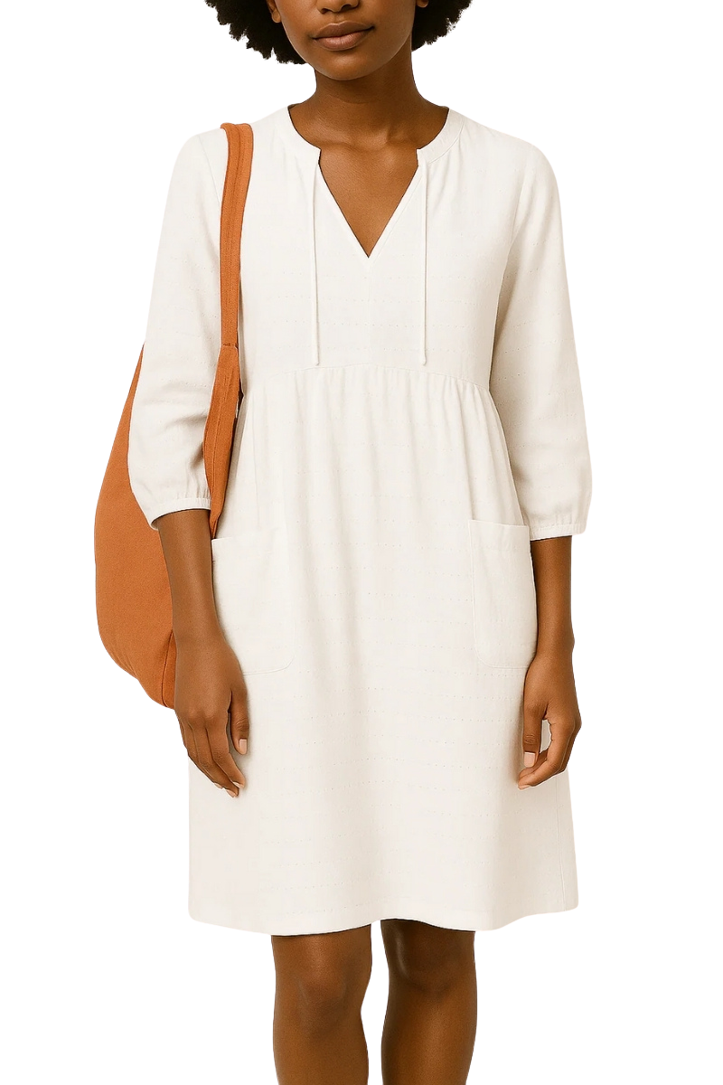 Women’s Loose V-Neck Shirt Dress | Practical Pockets