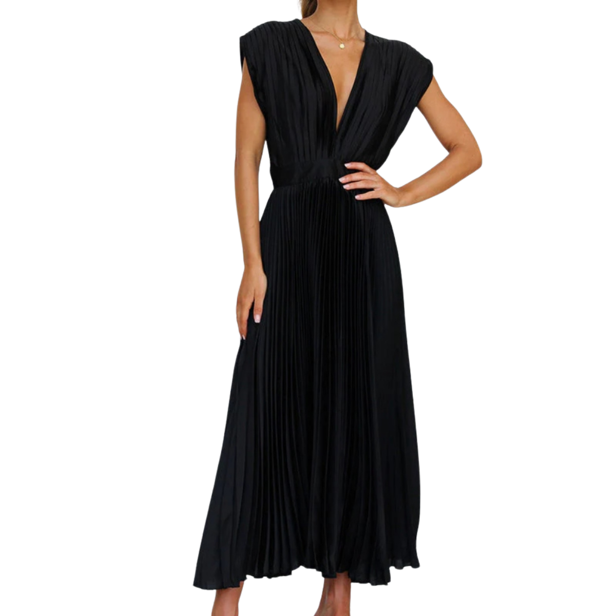 Women’s Backless V-Neck Dress | Sleeveless Design