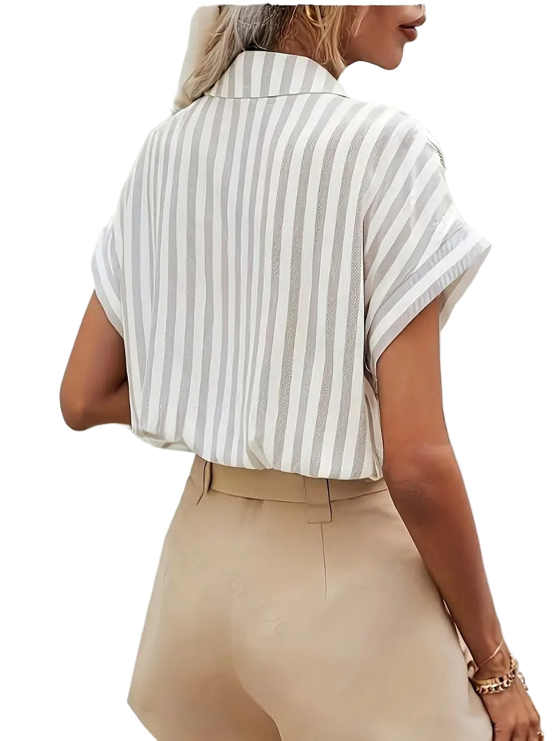 Casual Summer Striped Short Sleeve Shirt