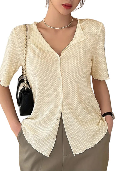 Casual Short Sleeve Ruffle Shirt
