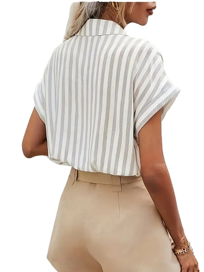 Casual Summer Striped Short Sleeve Shirt